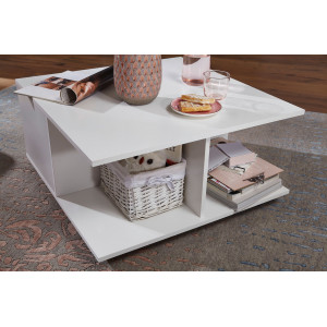 MOVE modern gurulós dohányzóasztal fiókokkal - 70cm - fehér